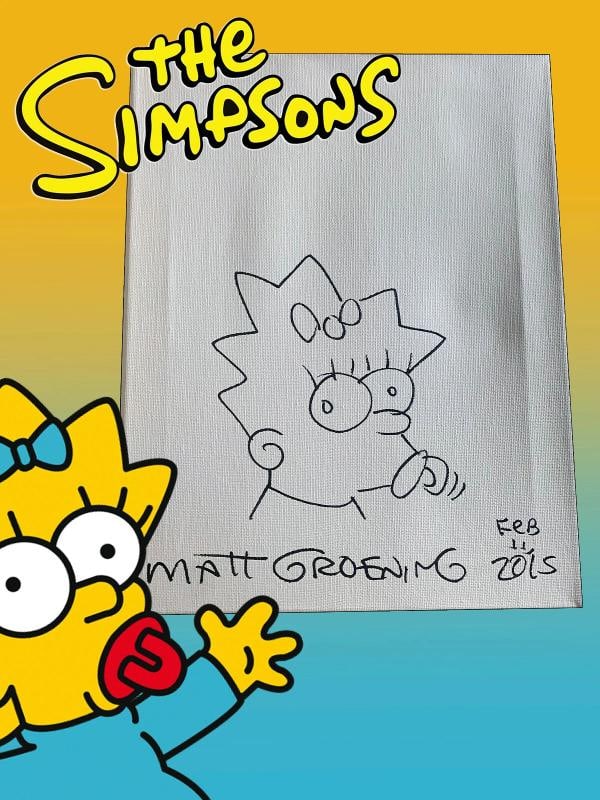 MATT GROENING SIGNED AUTOGRAPH HAND DRAWN SKETCH THE SIMPSONS BECKETT MAGGIE: Original/Reproduction: Original,Object Type: SKETCH,Signed by: MATT GROENING,Autograph Authentication: Beckett,Industry: Television,Show: THE SIMPSONS,Country of Origin: United States