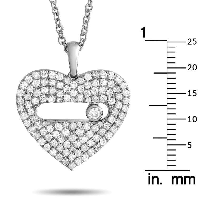 14K White Gold 2.10ct Diamond Pav Heart Necklace - 4