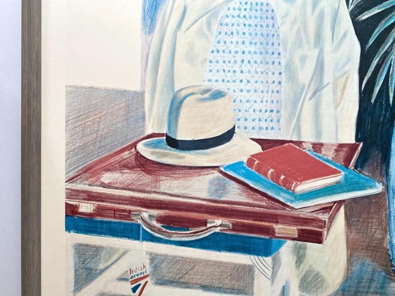 DAVID HOCKNEY RARE 1980 LITHO PRINT FRAMED LRG EXHIBIT POSTER 1977~(28 3/8" W X 38 7/8" H X 1 5/8... - 5