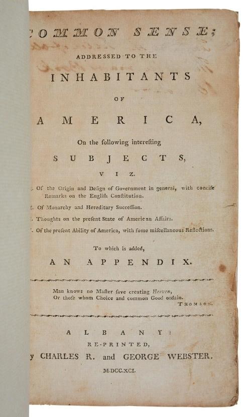 Common Sense ~ by THOMAS PAINE ~ First Thus ~ Disbound from 1st Collection 1792 - 4