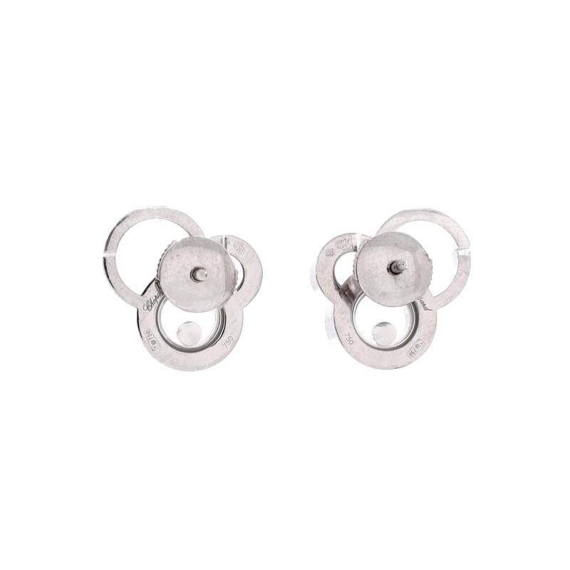 Chopard Happy Bubbles Stud Earrings 18K White Gold with Diamonds and 1 Floating - 3