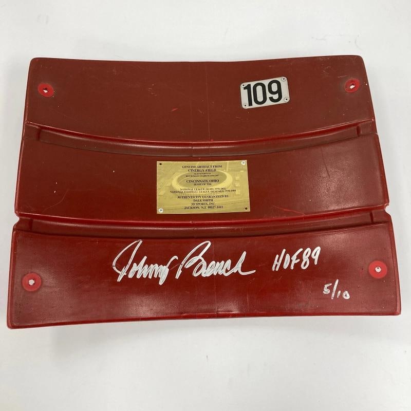 Johnny Bench Signed Original Cincinnati Reds Riverfront Stadium Seatback JSA COA - 2