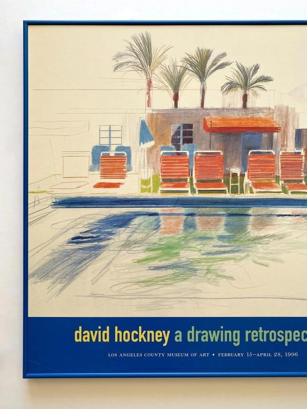 DAVID HOCKNEY RARE 1996 LITHOGRAPH PRINT FRAMED EXHBT POSTER "8 SUNCHAIRS" 1976 - 2