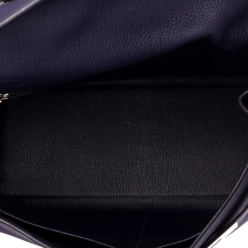 Hermes Kelly Handbag Blue Togo with Palladium Hardware 32 - 6