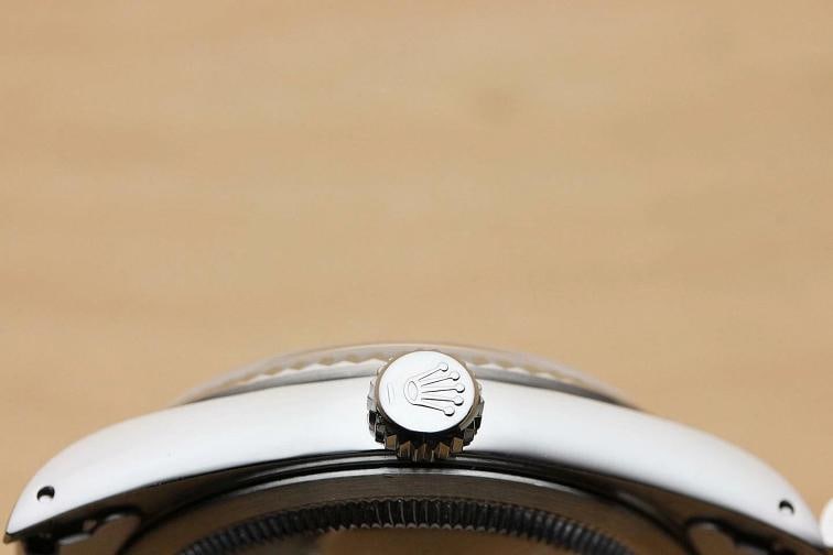 ROLEX MENS DATEJUST 16234 BLUE DIAL 18K WHITE GOLD STEEL WATCH w/ OYSTER BAND - 8
