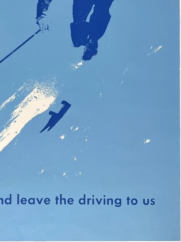 Original Vintage Poster GO GREYHOUND TO THE SKI AREAS Silkscreen Bus Travel OL - 5