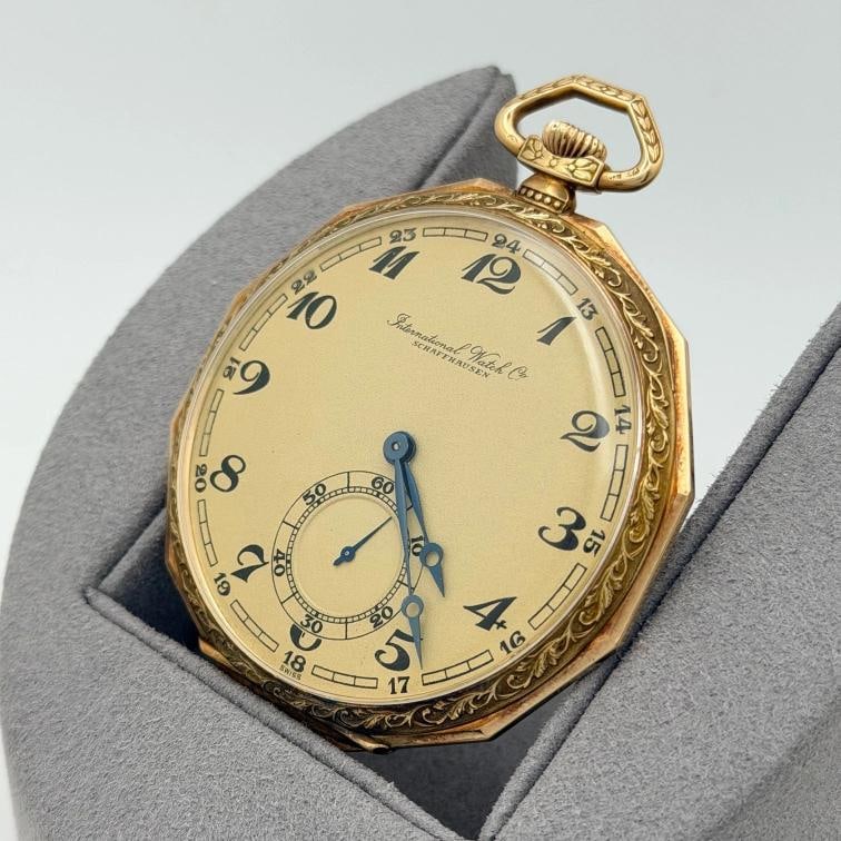 Vintage IWC Schaffhausen 1930s Pocket Watch 14k Yellow Gold Movement 887571 - 8