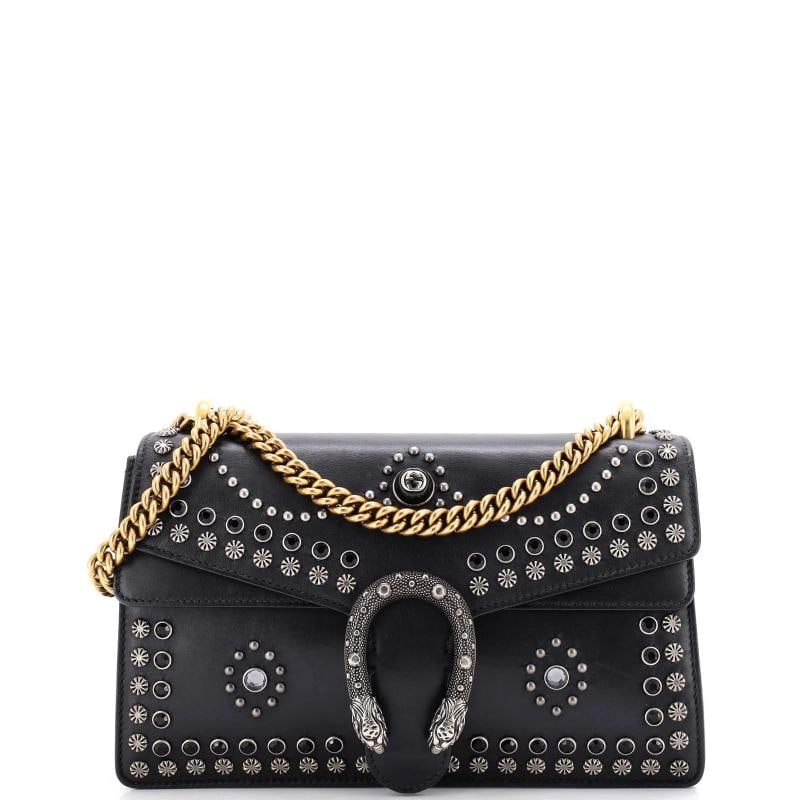 Gucci Dionysus Bag Studded Leather Small: Measurements: Handle Drop 9", Height 7", Width 10.5", Depth 3.5", Strap Drop 15" . Condition: Pre-owned - Good,Brand: Gucci,Exterior Material: Leather,Style: Shoulder Bags,Exterior Color: