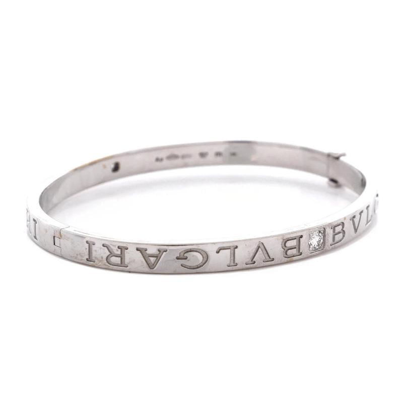 Bvlgari Bvlgari Bvlgari Bangle Bracelet 18K White Gold with 2 Diamonds - 3