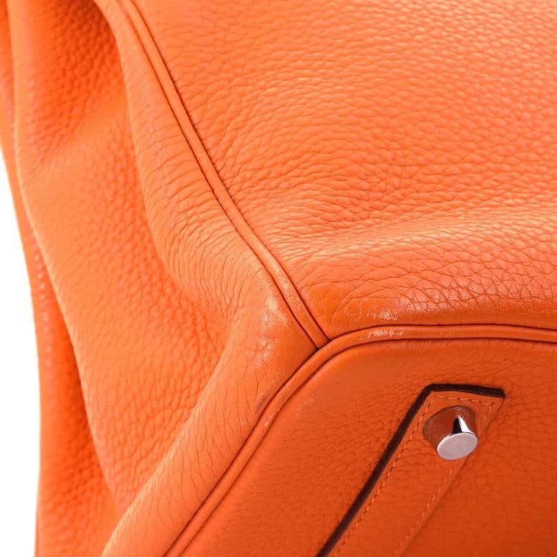 Hermes Birkin Handbag Orange Clemence with Palladium Hardware 35 - 8