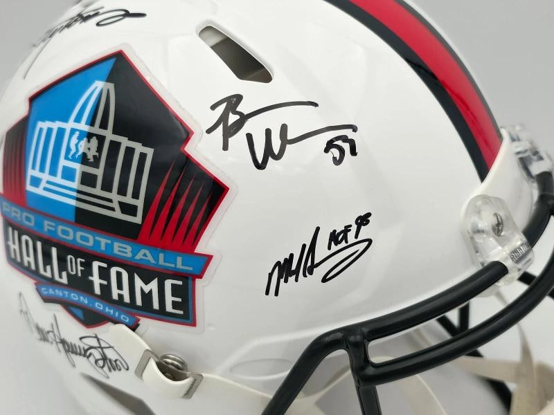 5 HOF Linebackers Signed White Full Size Authentic Helmet Beckett - 3