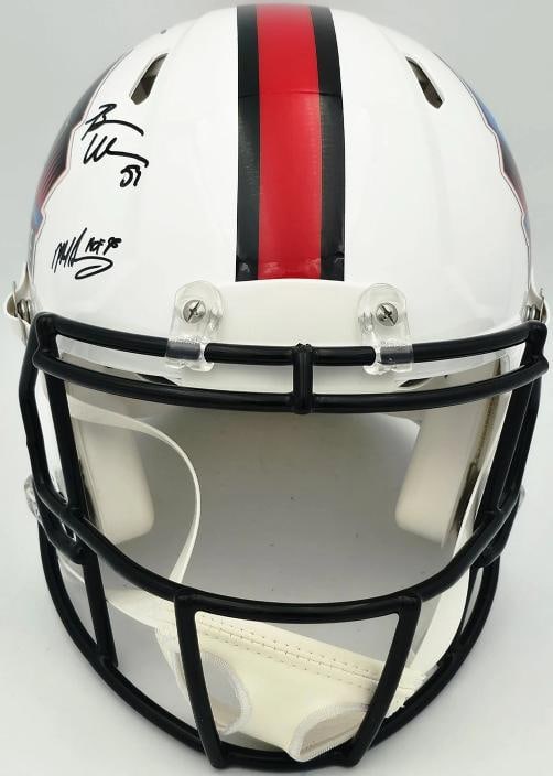 5 HOF Linebackers Signed White Full Size Authentic Helmet Beckett - 6