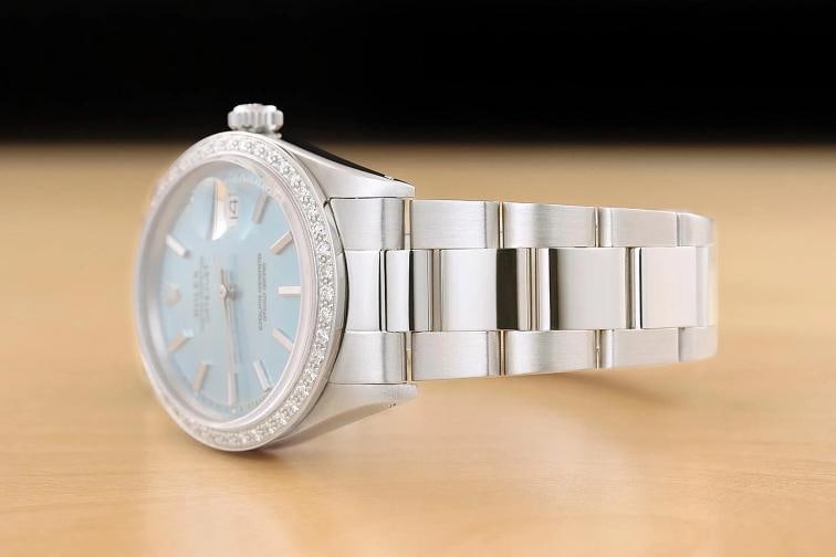 ROLEX DATEJUST 1601 18K GOLD STEEL ICE BLUE DIAMOND WATCH w/ OYSTER BRACELET - 4