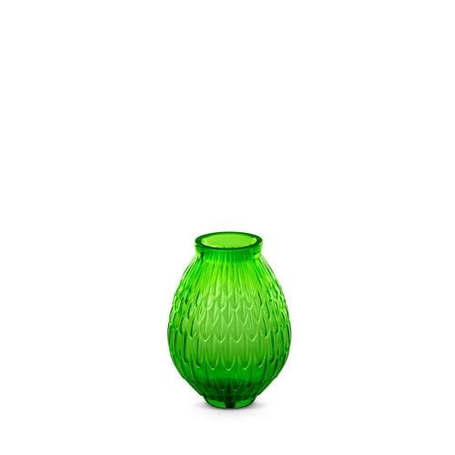 NEW LALIQUE CRYSTAL PLUMES GREEN VASE SMALL #10758300 BRAND NIB CUTE - 2