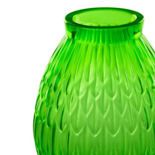 NEW LALIQUE CRYSTAL PLUMES GREEN VASE SMALL #10758300 BRAND NIB CUTE - 3