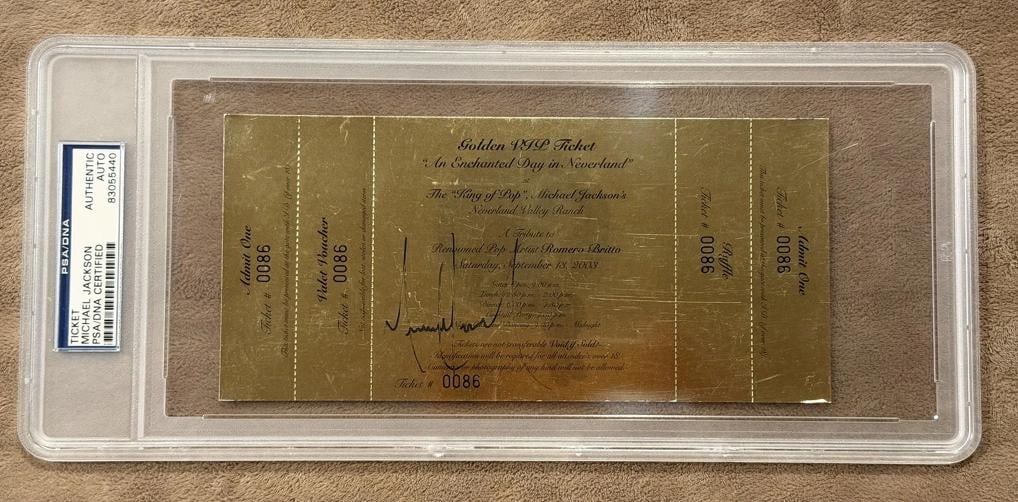Michael Jackson Signed Neverland Golden Ticket (PSA): Object Type: Photograph,Industry: Movies,Original/Reproduction: Original,Signed: Yes,Country of Origin: United States