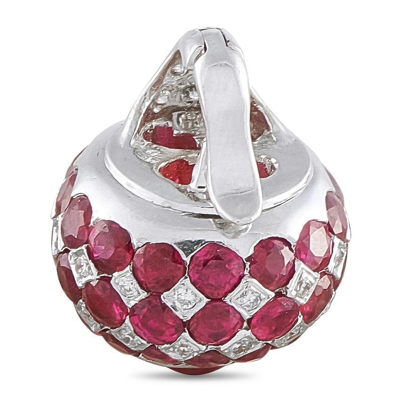 18K White Gold 0.36ct Diamond and Ruby Drop Earrings - 2