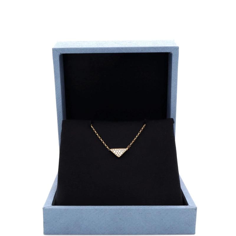 Prada Eternal Gold Triangle Pendant Necklace 18K Yellow Gold with Pave Diamonds - 2