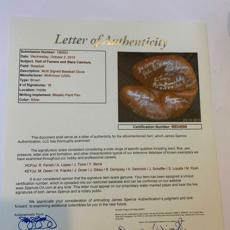 Baseball Catcher Legends Multi Signed Glove 16 Sigs Yogi Berra Al Lopez JSA COA - 4