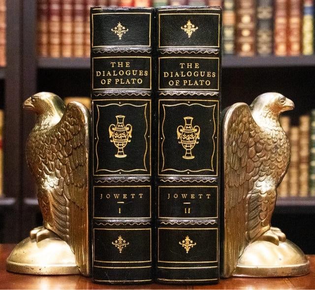 1937 The Dialogues of Plato Philosopher Fine Leather Bindings: Binding: Leather,Place of Publication: New York,Language: English,Signed: No,Special Attributes: Fine Leather Bindings, Great Condition,Author: Plato,Publisher: Random House,Topic: Plato,Country of Or