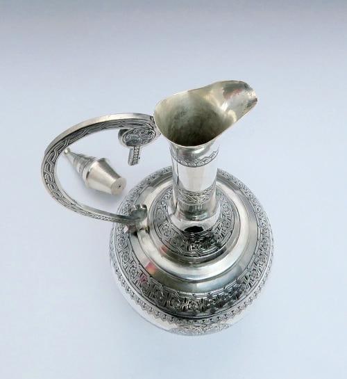 late 1800s/early 1900s Fantastic Turkish Silver Decanter / Ewer & 6 Cups Set - 3