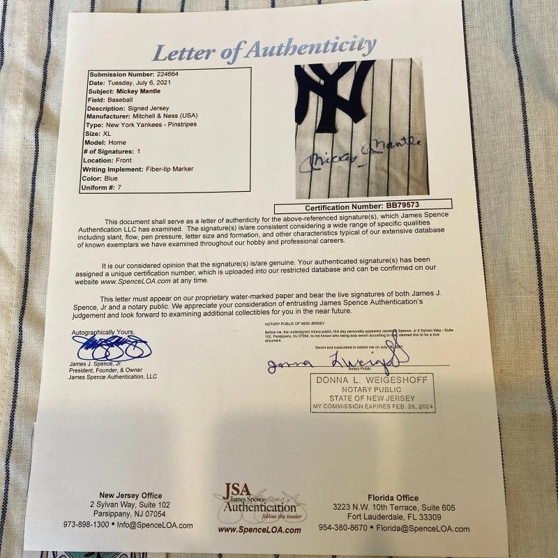 Mickey Mantle Signed 1952 New York Yankees Mitchell & Ness Jersey With JSA COA - 2