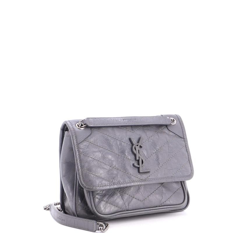 Saint Laurent Niki Chain Flap Bag Matelasse Chevron Leather Baby - 2
