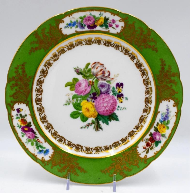 Antique Fine Pair of French Feuillet Paris Plates - Circa 1860 - 5