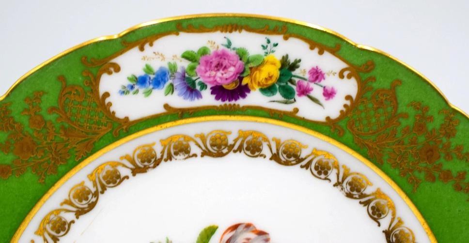 Antique Fine Pair of French Feuillet Paris Plates - Circa 1860 - 7