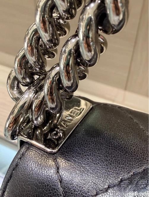 Chanel Large Boy Flap Bag Black Lambskin with Silver Hardware (2012, 16 Series) - 7