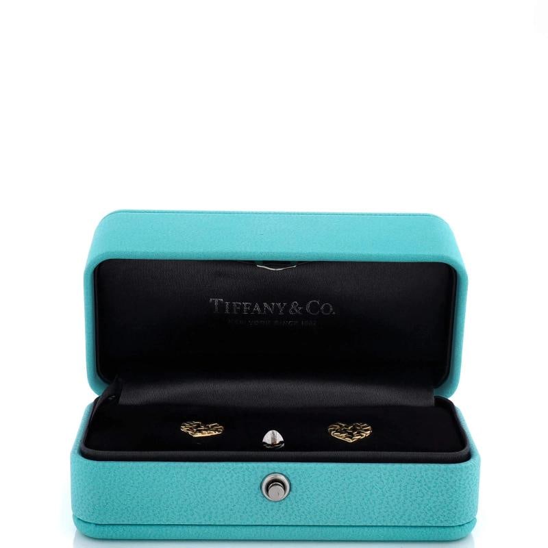 Tiffany & Co. Paloma Picasso Olive Leaf Heart Stud Earrings 18K Yellow Gold - 2
