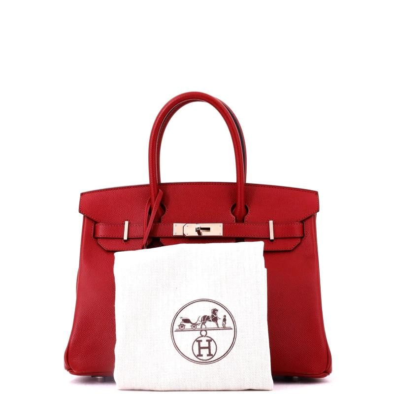 Hermes Birkin Handbag Red Epsom with Palladium Hardware 30 - 2