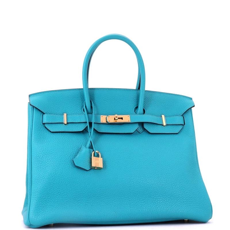 Hermes Birkin Handbag Blue Togo with Gold Hardware 35 - 2