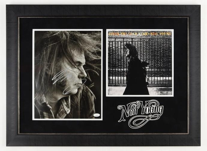 NEIL YOUNG Signed Photo Custom Framed JSA COA AFTER THE GOLDRUSH OLD MAN: Industry: Music,Signed: Yes,Autograph Authentication: James Spence (JSA),Object Type: Photograph,Original/Reproduction: Original,Country of Origin: United States