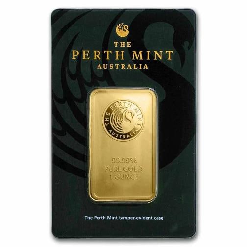 1 oz Gold Bar Perth Mint (In Assay) .9999 Fine: Brand: Perth Mint,MPN: 84706,Year: N/A,Total Precious Metal Content: 1 oz,Shape: Bar,Precious Metal Content per Unit: 1 oz,Fineness: 0.9999,Denomination: N/A,Circulated/Uncirculated: