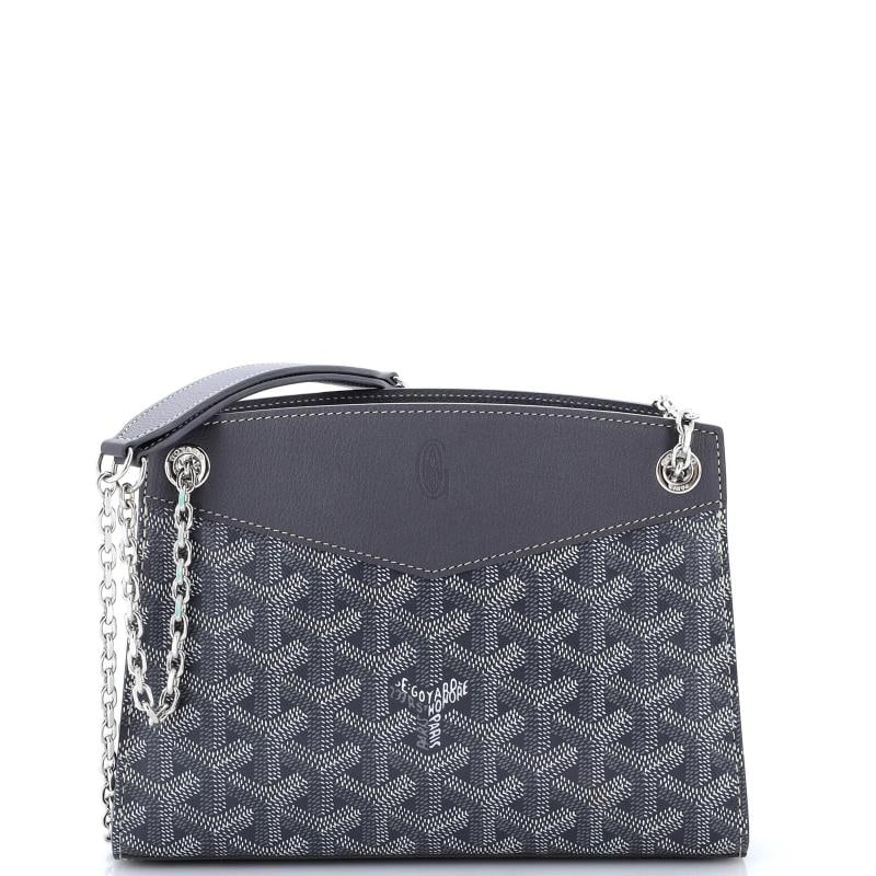 Goyard Structured Rouette Chain Shoulder Bag Coated Canvas Mini: Accessories: Dust Bag Measurements: Height 6", Width 8", Depth 2.5", Strap Drop 11-21". Condition: Pre-owned - Excellent,Brand: Goyard,Exterior Material: Canvas Coated, Leather,Style: Shoulder