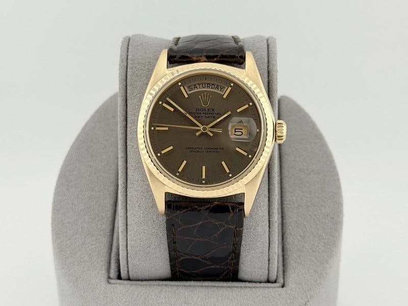 Vintage Rolex Day Date 1803 36mm Grey Wide Boy Dial 18k Yellow Gold - 5