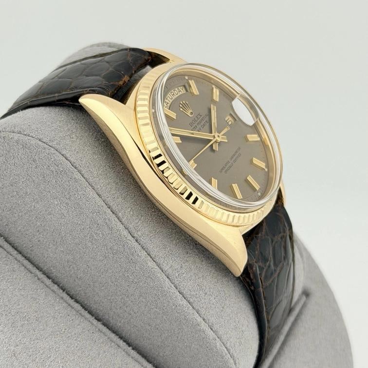 Vintage Rolex Day Date 1803 36mm Grey Wide Boy Dial 18k Yellow Gold - 6