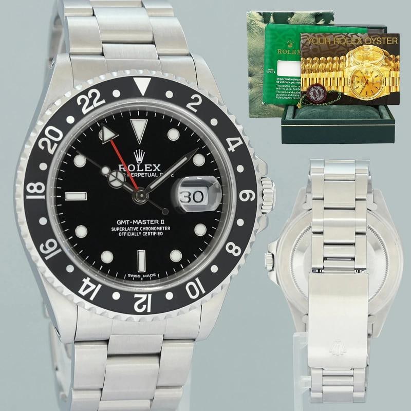 1993 MINT Rolex 16710 GMT-Master II Black Steel 40mm Watch Box: Condition: Pre-owned - Excellent,Brand: Rolex,Department: Unisex Adults,Type: Wristwatch,Model: GMT-Master,Reference Number: 16710,With Original Box/Packaging: Yes,With Papers: Original,Customized: