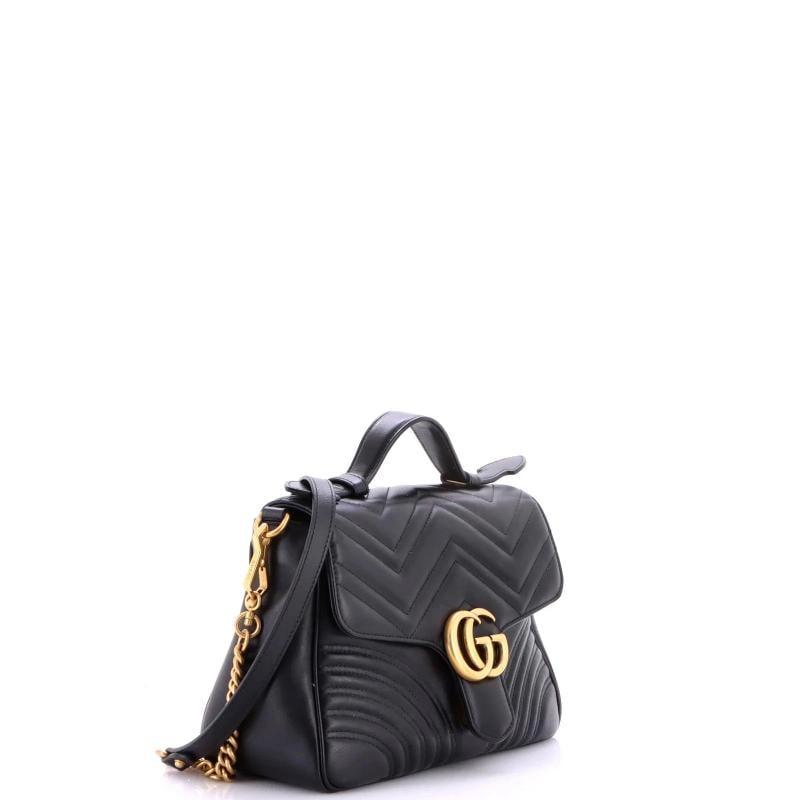 Gucci GG Marmont Top Handle Flap Bag Matelasse Leather Small - 2