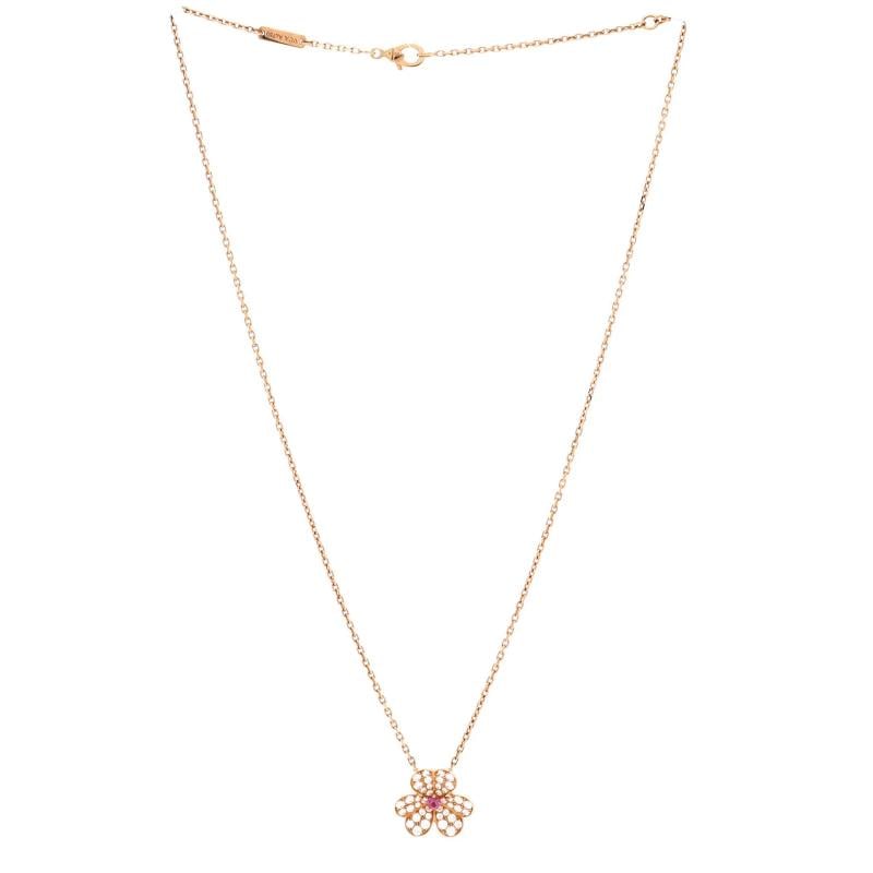 Van Cleef & Arpels Frivole Pendant Necklace 18K Rose Gold with Pink Sapphire - 2