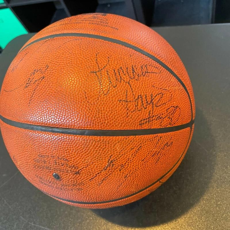 1996-97 Philadelphia 76ers Signed Game Used Basketball Allen Iverson Rookie JSA - 5
