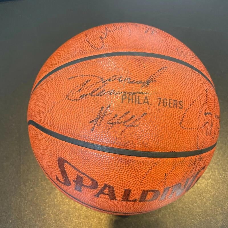 1996-97 Philadelphia 76ers Signed Game Used Basketball Allen Iverson Rookie JSA - 6