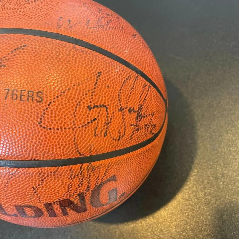 1996-97 Philadelphia 76ers Signed Game Used Basketball Allen Iverson Rookie JSA - 7