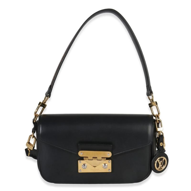 Louis Vuitton Black Calfskin Monogram Swing Bag: Condition: Pre-owned - Good,Dimensions: 9 x 6 x 1.5,Handbag Accessories: Charm,Bag Width: 9 in,Bag Depth: 1.5 in,Bag Height: 6 in,Department: Unisex,Style: Shoulder Bag,Material: Leather,Color: