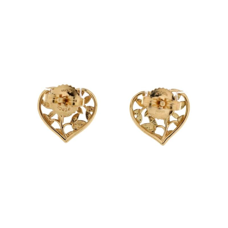 Tiffany & Co. Paloma Picasso Olive Leaf Heart Stud Earrings 18K Yellow Gold - 2