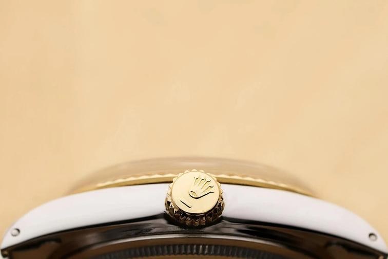 ROLEX MENS DATEJUST 16013 SILVER DIAL 18K YELLOW GOLD STAINLESS STEEL WATCH - 9
