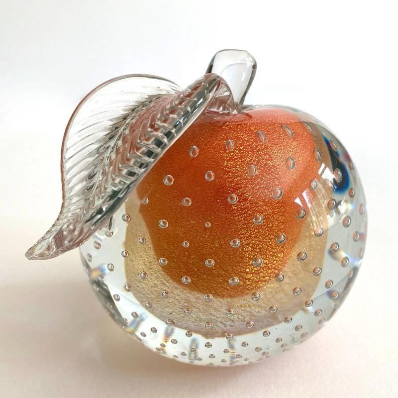 MCM BARBINI MURANO ART GLASS SOMMERSO GOLD LEAF BULLICANTE FRUIT SCULPTURES SET - 4