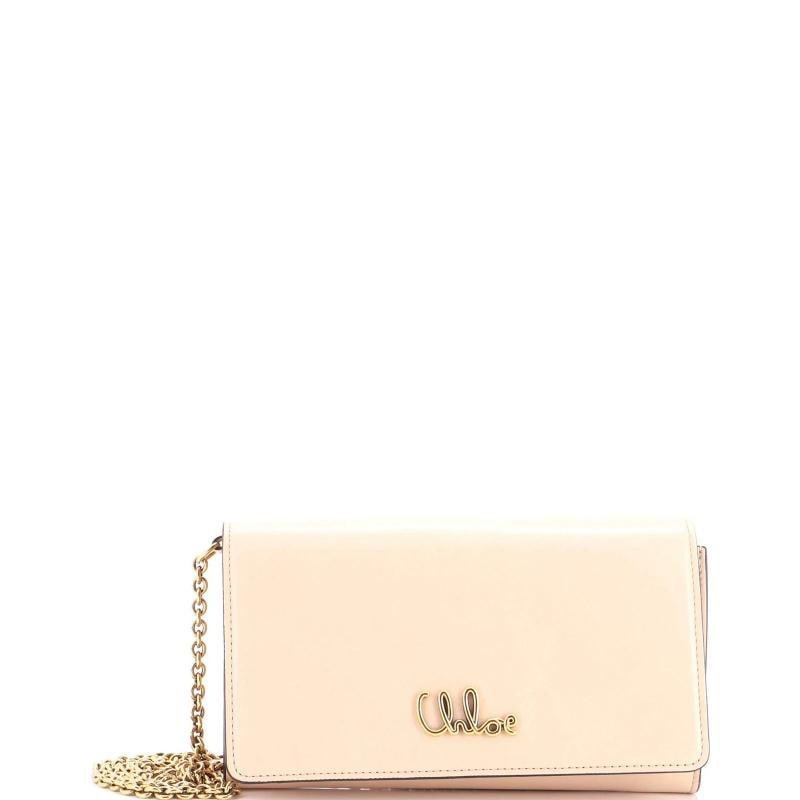 Chloe Iconic Flap Wallet on Chain Leather: Accessories: Dust Bag Measurements: Height 4.5", Width 7.5", Depth 1.5". Condition: Pre-owned - Excellent,Brand: Chloe,Exterior Material: Leather,Style: Cross Body Bags,Exterior Color: