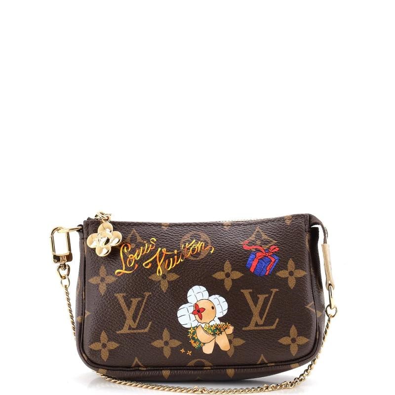 Louis Vuitton Pochette Accessoires Limited Edition Vivienne Xmas Monogram Canvas: Condition: Pre-owned - Excellent,Brand: Louis Vuitton,Exterior Material: Canvas Coated,Style: Clutches,Exterior Color: Brown,Department: Women,Size: Mini,Accessories: Dust Bag